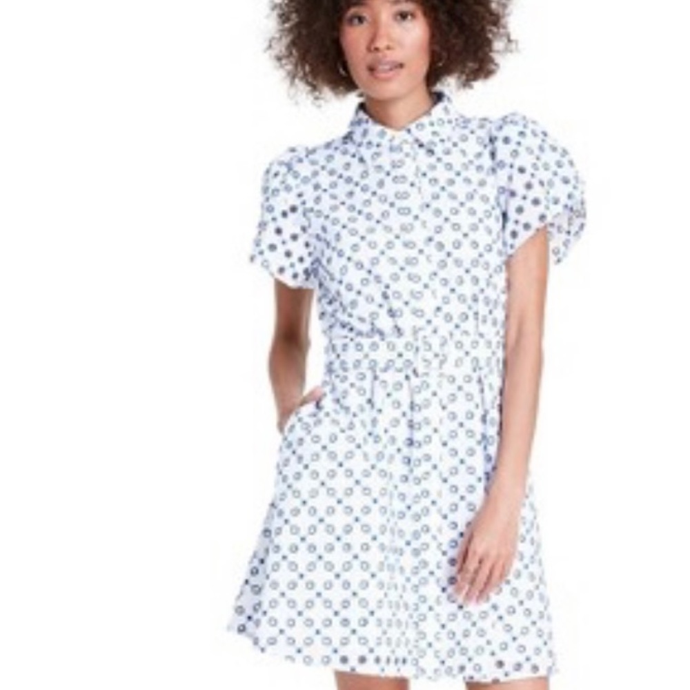 ALEXIS Dot Tulip Sleeve Shirtdress